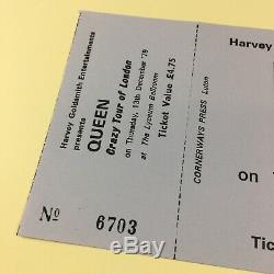 Queen Crazy Tour The Lyceum Ballroom 1979 UK Concert Ticket + Stub Rare