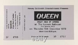 Queen Crazy Tour The Lyceum Ballroom 1979 UK Concert Ticket + Stub Rare