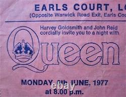 Queen'Earls Court London' 1977 A Day At The Races UK Tour Concert Ticket Stub