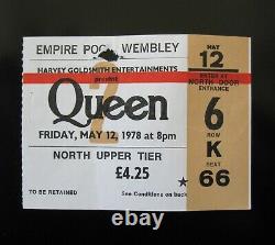 Queen'Empire Pool Wembley' 1978 Tour Concert Ticket Stub (UK)