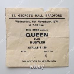Queen + Hustler 1974 St. George's Hall Bradford UK Tour Concert Ticket Stub