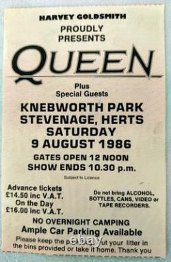 Queen Knebworth 1986 Ticket Stub Freddie Mercury Final Concert EX