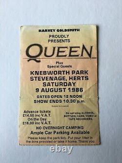 Queen Knebworth 1986 Ticket Stub UK Magic Tour Final Freddie Mercury Concert