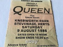 Queen Knebworth 1986 Ticket Stub UK Magic Tour Final Freddie Mercury Concert