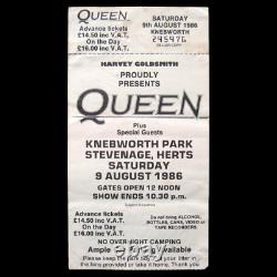 Queen Knebworth Concert Ticket + Seller Stub 1986 Final Freddie Mercury Concert