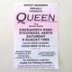 Queen Knebworth Park 1986 Concert Ticket Stub Final Freddie Mercury Concert Ex