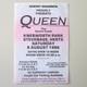 Queen Knebworth Park 1986 Concert Ticket Stub Final Freddie Mercury Concert (nm)