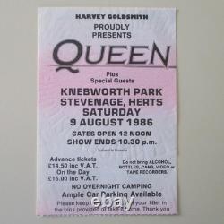 Queen Knebworth Park 1986 Concert Ticket Stub Final Freddie Mercury Concert (NM)