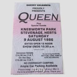 Queen Knebworth Park 1986 Concert Ticket Stub Final Freddie Mercury Concert (NM)