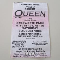 Queen Knebworth Park 1986 Concert Ticket Stub Final Freddie Mercury Concert NM