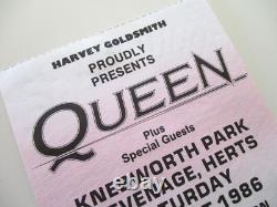 Queen Knebworth Ticket + Bottom Stub 1986 Final Freddie Mercury Concert EX+