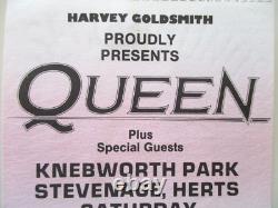Queen Knebworth Ticket + Bottom Stub 1986 Final Freddie Mercury Concert EX+