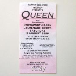Queen Knebworth Ticket + Bottom Stub 1986 Final Freddie Mercury Concert EX+