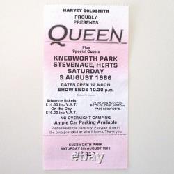 Queen Knebworth Ticket + Bottom Stub 1986 Final Freddie Mercury Concert EX+