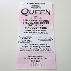 Queen Knebworth Ticket + Bottom Stub 1986 Final Freddie Mercury Concert EX+