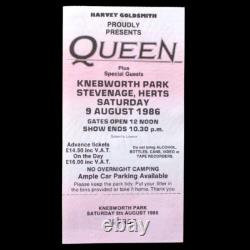 Queen Knebworth Ticket + Bottom Stub 1986 Final Freddie Mercury Concert EX+