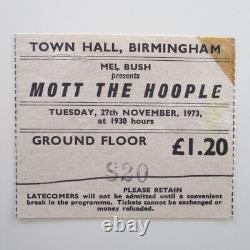 Queen (Mott The Hoople) 1973 Birmingham Town Hall UK Tour Concert Ticket Stub
