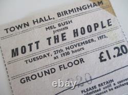 Queen (Mott The Hoople) 1973 Birmingham Town Hall UK Tour Concert Ticket Stub
