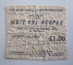 Queen / Mott The Hoople 1973 Birmingham Town Hall UK Tour Concert Ticket Stub