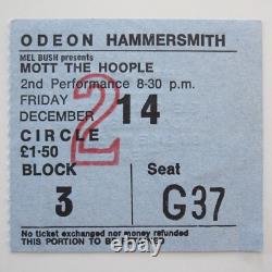 Queen (Mott The Hoople) 1973 Hammersmith Odeon UK Tour Concert Ticket Stub (NM)