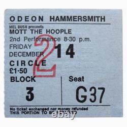 Queen (Mott The Hoople) 1973 Hammersmith Odeon UK Tour Concert Ticket Stub (NM)