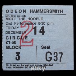 Queen (Mott The Hoople) 1973 Hammersmith Odeon UK Tour Concert Ticket Stub (NM)
