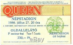 Queen Nepstadion Budapest Hungary 1986 Concert Ticket Stub (rare 230 Forint)