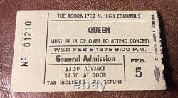 Queen Rare Concert Ticket Stub Columbus, Oh 02/05/1975