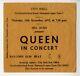 Queen Ticket Stub Queen In Concert City Hall Newcastle 11.12.1975