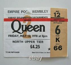 Queen Wembley 1978 UK Tour Concert Ticket Stub Freddie Mercury