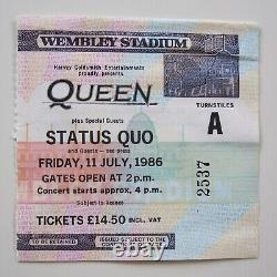 Queen Wembley Stadium 11th July 1986 Concert Ticket Stub Freddie Mercury (Ex+)