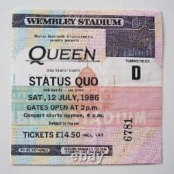 Queen Wembley Stadium 11th July 1986 Concert Ticket Stub Freddie Mercury (Ex+)