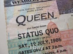 Queen Wembley Stadium 12th July 1986 Concert Ticket Stub Freddie Mercury (VG-)