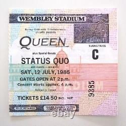 Queen Wembley Stadium 12th July 1986 Concert Ticket Stub Freddie Mercury (VG+)