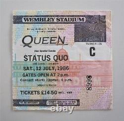 Queen Wembley Stadium 12th July 1986 Concert Ticket Stub UK Magic Tour + Card