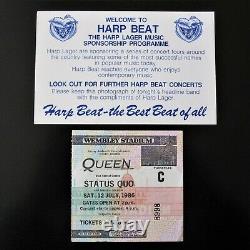 Queen Wembley Stadium 12th July 1986 Concert Ticket Stub UK Magic Tour + Card