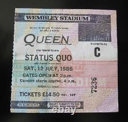 Queen Wembley Stadium 1986 Concert Ticket Stub UK Magic Tour Freddie Mercury