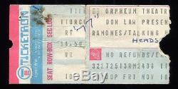 RAMONES Concert Ticket Stub 11-18-1977 TALKING HEADS Boston, Massachusetts