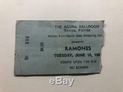 RAMONES Concert Ticket Stub JUNE 10, 1980 AGORA BALLROOM TAMPA FLORIDA FL