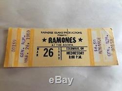 RAMONES Concert Ticket Stub UNUSED March 26,1980 AGORA BALLROOM COLUMBUS OHIO