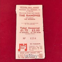 RAMONES vintage concert ticket 1977 original stub Hanley UK REZILLOS Stoke