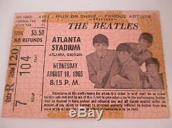 RARE Beatles 1965 Atlanta Concert Ticket Stub Radio Contest News article + more
