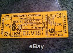 RARE Elvis March 9 1974 UNUSED concert ticket 830pm Charlotte NC (not a Stub)