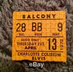 RARE Elvis Presley Concert ticket Stub Charlotte NC April 13th 1972 + 2 photos