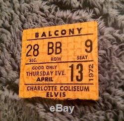 RARE Elvis Presley Concert ticket Stub Charlotte NC April 13th 1972 + 2 photos