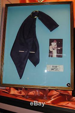 RARE Purple Elvis Presley's personal Scarf framed with concert photo ticket stub