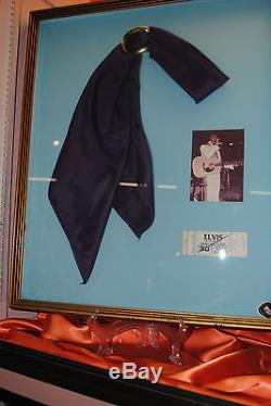 RARE Purple Elvis Presley's personal Scarf framed with concert photo ticket stub