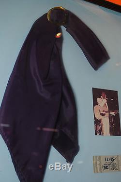 RARE Purple Elvis Presley's personal Scarf framed with concert photo ticket stub