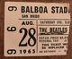 Rare The Beatles San Diego Concert Ticket Stub 1965 Balboa Stadium