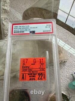 RARE VINTAGE BEATLES 1965 PORTLAND CONCERT TICKET STUB PSA 6 POP 1 of 2